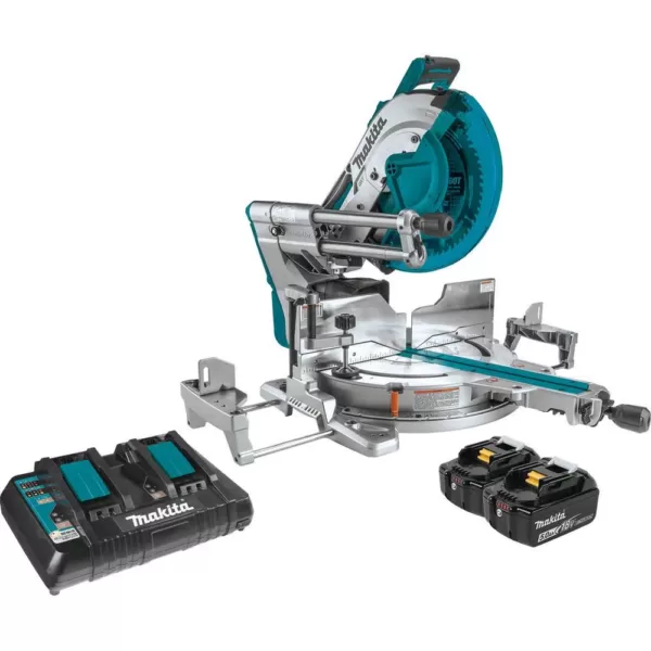 Makita 18-Volt X2 LXT Lithium-Ion (36-Volt) 12 in. Brushless Cordless Dual-Bevel Sliding Compound Miter Saw Laser Kit (5.0 Ah)