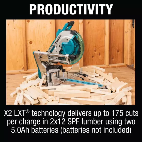 Makita 18-Volt X2 LXT Lithium-Ion (36-Volt) 12 in. Brushless Cordless Dual-Bevel Sliding Compound Miter Saw Laser (Tool-Only)