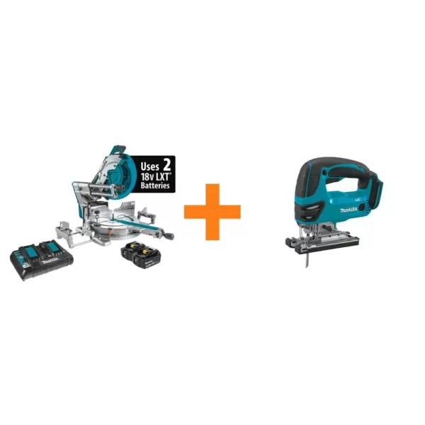 Makita 18V X2 LXT (36V) 12 in. Brushless Dual-Bevel Sliding Compound Miter Saw Kit 5.0 Ah with bonus 18V LXT Jigsaw (Tool-Only)