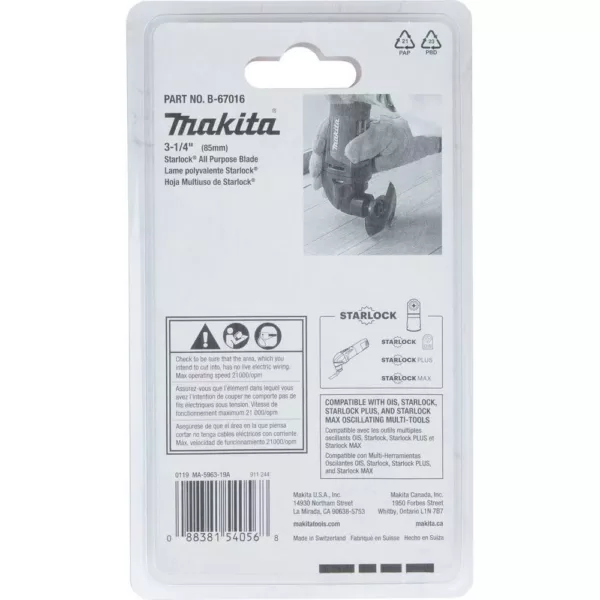 Makita 3-1/2 in. Starlock All Purpose Blade (BiM)