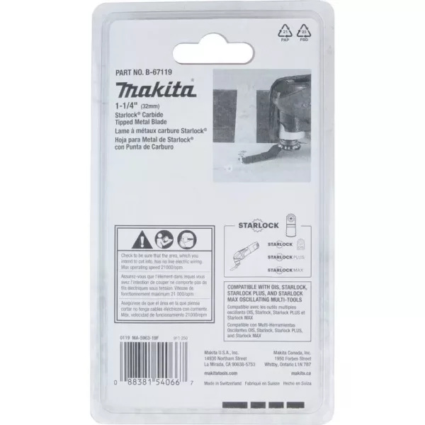 Makita 1-1/4 in. Starlock Carbide Tipped Metal Blade