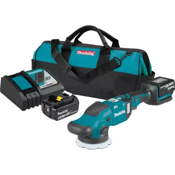 Makita 18-Volt LXT Lithium-Ion Brushless Cordless 5 in./6 in. Dual Action Random Orbit Polisher Kit (5.0Ah)