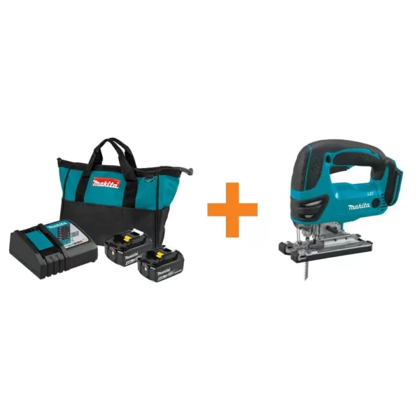 Makita 18-Volt LXT 4.0 Ah Battery and Rapid Optimum Charger Starter Pack with Bonus 18-Volt LXT Cordless Jig Saw (Tool-Only)