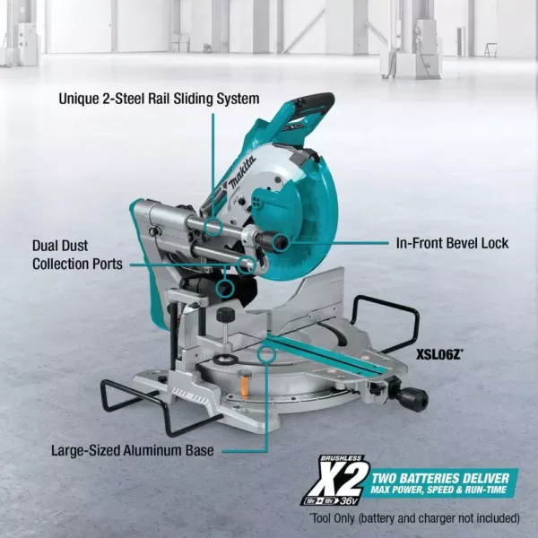 Makita 18-Volt X2 LXT Brushless Cordless Rear Handle 7-1/4 in. Circular Saw w/Bonus Miter Saw, 2 Batteries 5.0 Ah