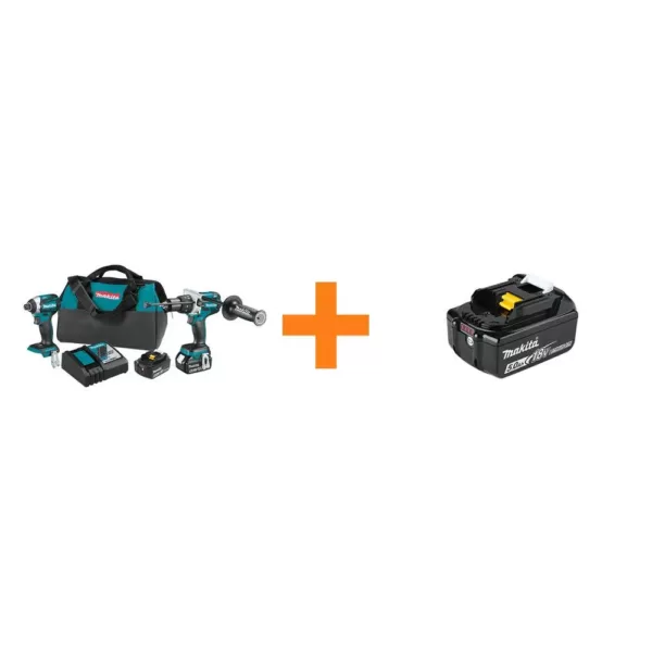 Makita 18V LXT Brushless Cordless 2-piece Combo Kit (Hammer Drill/ Impact Driver) 5.0Ah/Bonus 18V 5.0Ah LXT Lithium-Ion Battery