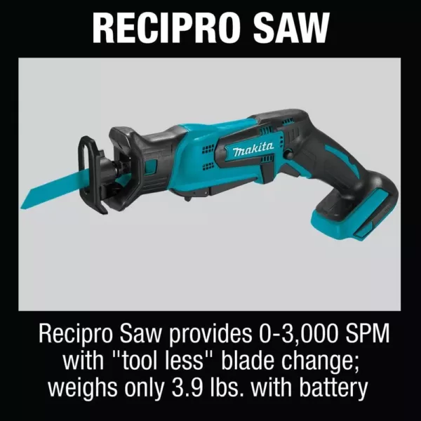 Makita 18-Volt Lithium-Ion Cordless 6-Piece Kit (Drill-Driver/ Impact Driver/ Circular Saw/ Recipro Saw/ Vacuum/ Light) 3.0Ah