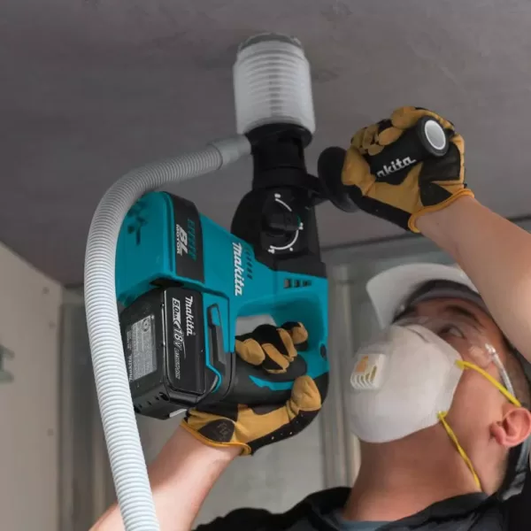 Makita 18V LXT 1 in. Brushless Cordless SDS-Plus Concrete/Masonry Rotary Hammer Drill Kit w/Bonus Dust Extraction Attachment