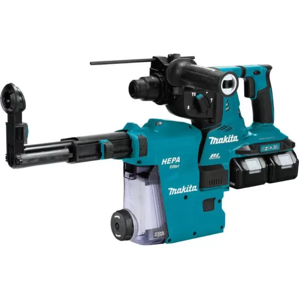 Makita 18-Volt X2 LXT 36-Volt 1-1/8 in. Brushless Cordless AVT Rotary Hammer Kit with HEPA Dust Extractor 5.0 Ah