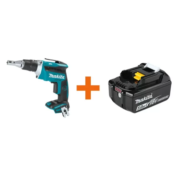 Makita 18-Volt LXT Brushless Cordless Drywall Screwdriver with Push Drive Technology with bonus 18-Volt LXT Battery Pack 5.0Ah