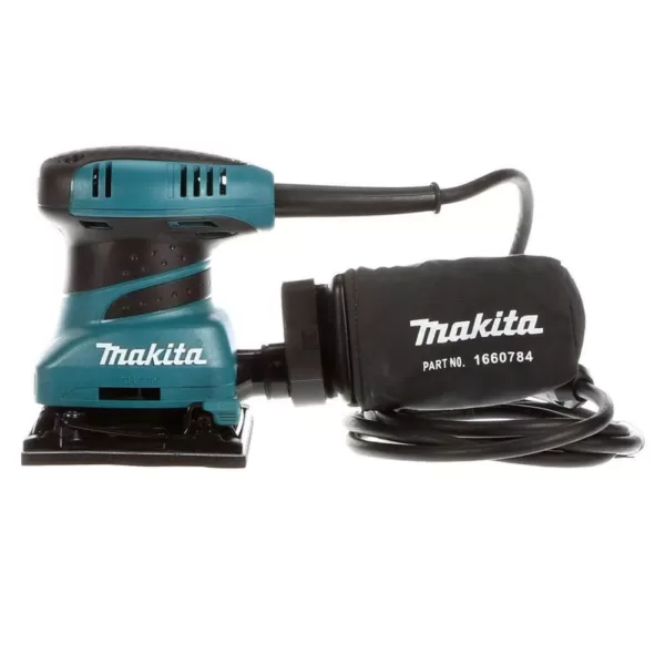 Makita 2 Amp Corded 1/4 Sheet Finishing Sander with 60G Paper, 100G Paper, 150G Paper, Dust Bag and Punch Plate