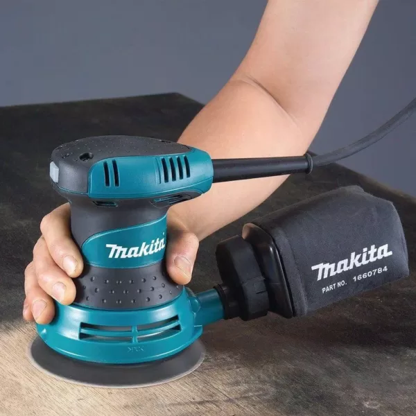 Makita 3 Amp 5 in. Corded Palm Grip Random Orbital Sander with Dust Bag, Hard Case