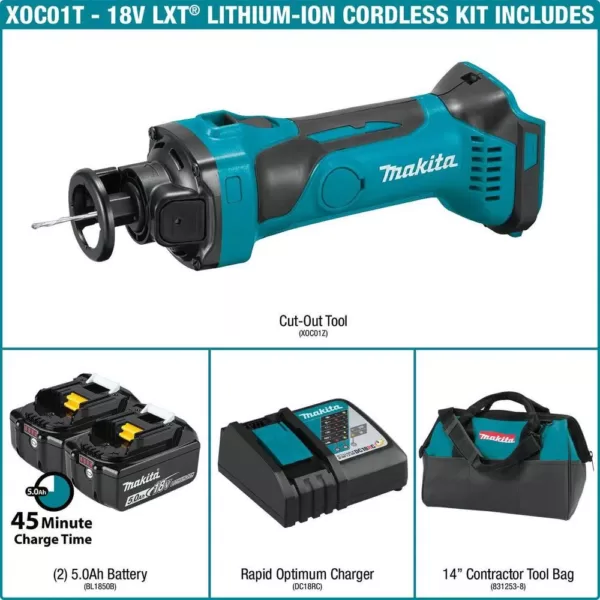 Makita 18-Volt LXT Lithium-Ion Cordless Cut-Out Tool Kit, 5.0 Ah