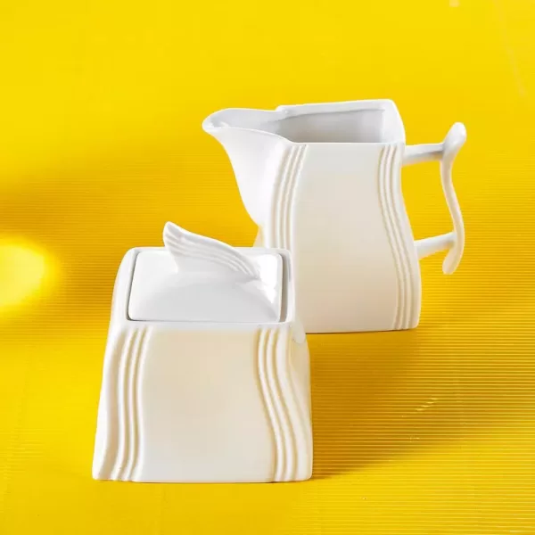 MALACASA 4.75-In White Porcelain Creamer Jug Sugar Jar (Set of 2)