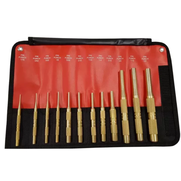 Mayhew Brass Pin Punch Set (12-Piece)