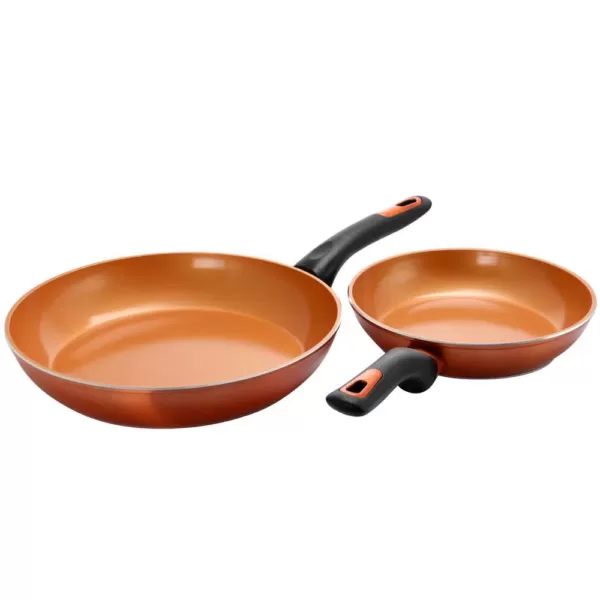 Gibson Home Hummington 2-Piece Aluminum Ceramic Nonstick Frying Pan Set in Metallic Copper