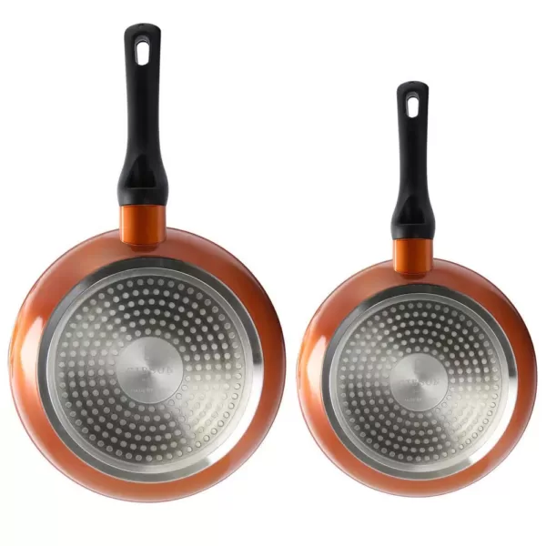 Gibson Home Hummington 2-Piece Aluminum Ceramic Nonstick Frying Pan Set in Metallic Copper