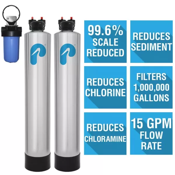 Pelican Water 15 GPM Whole House Water Filtration and NaturSoft Water Softener Alternative System