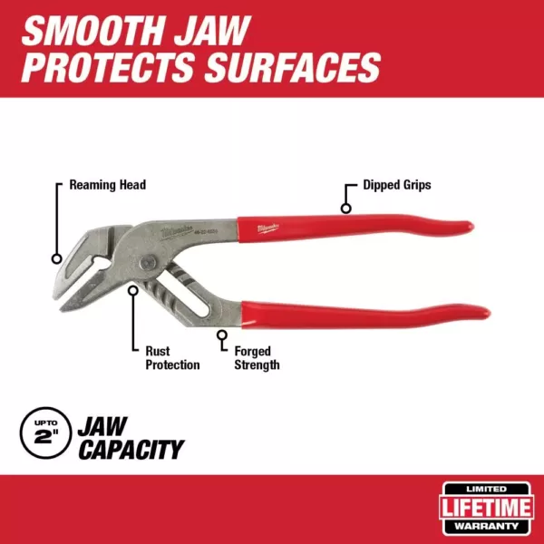 Milwaukee 10 in. Dipped Grip Smooth Jaw Pliers