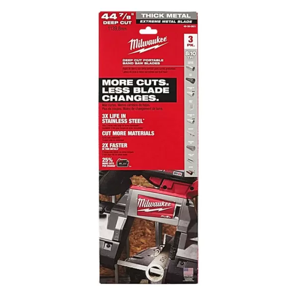 Milwaukee 44-7/8 in. 8/10 TPI Metal Deep Cut Extreme Band Saw Blade (3-Pack)