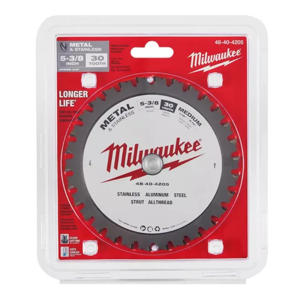 Milwaukee 5-3/8 in. x 30 Carbide Teeth Metal & Stainless Cutting Circular Saw Blade