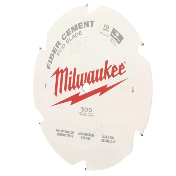 Milwaukee 10 in. x 6-Tooth Polycrystalline Diamond (PCD) Tipped Fiber Cement Cutting Saw Blade