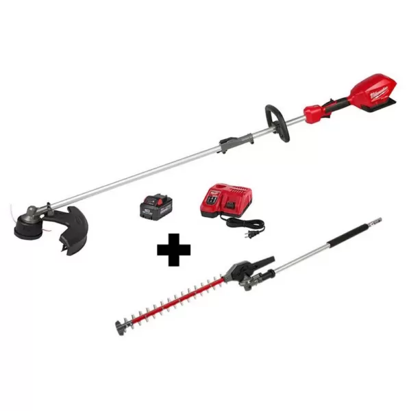 Milwaukee M18 FUEL 18-Volt Lithium-Ion Brushless Cordless String Trimmer Kit with M18 FUEL Hedge Trimmer Attachment