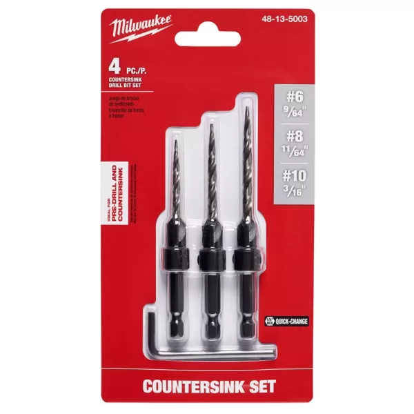 Milwaukee #6/#8/#10 Steel Countersink Set (3-Piece)