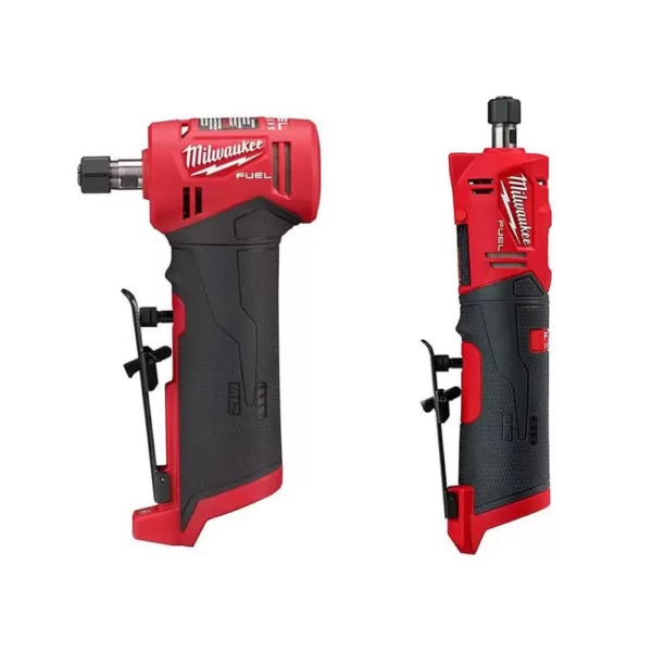 Milwaukee M12 FUEL 12-Volt Lithium-Ion Brushless Cordless 1/4 in. Right Angle and Straight Die Grinder Kit (Tool-Only Kit)