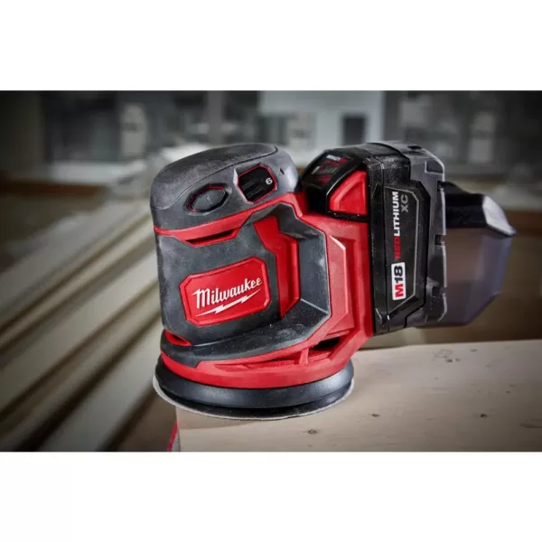 Milwaukee M18 18-Volt Lithium-Ion Cordless 5 in. Random Orbit Sander with M18 Starter Kit (1) 5.0Ah Battery and Charger