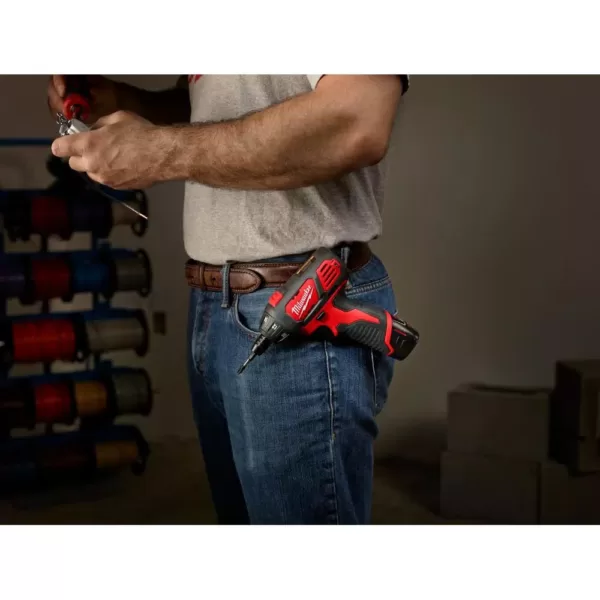 Milwaukee M12 12-Volt Lithium-Ion Cordless 1/4 in. Hex Screwdriver Kit w/Two 1.5Ah Batteries and 25 ft. STUD Tape Measure