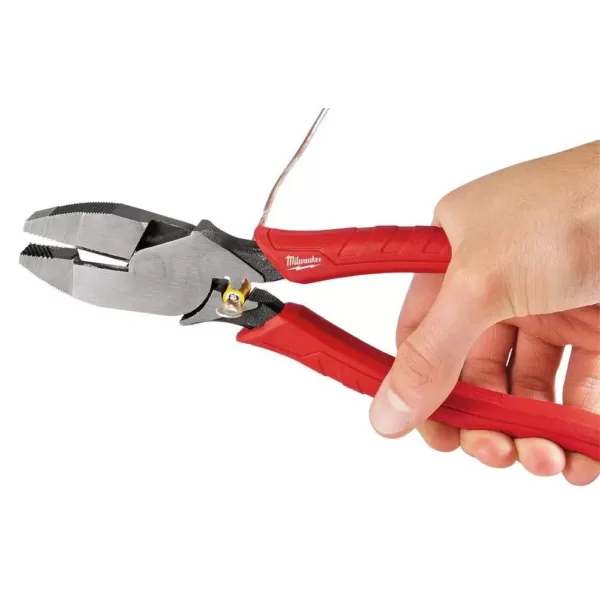 Milwaukee 10 in. High Leverage Lineman's Pliers with Crimper and Long Nose Pliers & 6 in./10 in. Straight-Jaw Pliers Set (4-Piece)