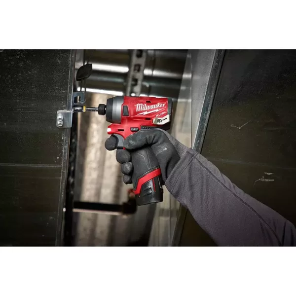 Milwaukee M12 FUEL 12-Volt Lithium-Ion Brushless Cordless 1/4 in. Hex Impact Driver Kit with Free M12 LED Flood Light