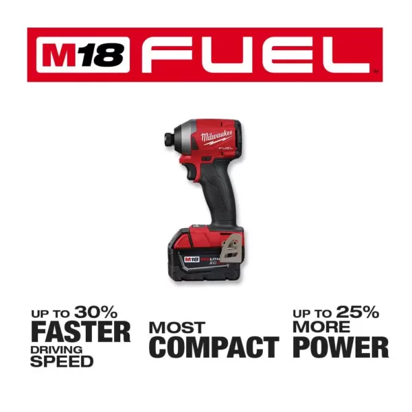 Milwaukee M18 FUEL 18-Volt Lithium-Ion Brushless Cordless 1/4 in. Hex Impact Driver Kit with Two 5.0Ah Batteries Charger Hard Case