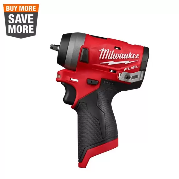 Milwaukee M12 FUEL 12-Volt Lithium-Ion Brushless Cordless Stubby 1/4 in. Impact Wrench (Tool-Only)