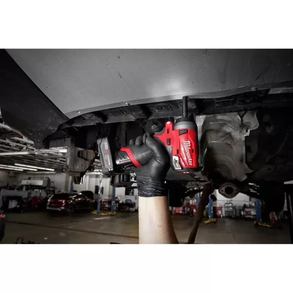 Milwaukee M12 FUEL 12-Volt Lithium-Ion Brushless Cordless Stubby 1/4 in. Impact Wrench Kit with One 4.0 and One 2.0Ah Batteries