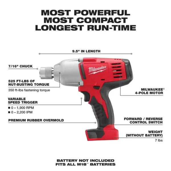 Milwaukee M18 18-Volt Lithium-Ion Cordless 7/16 in. Impact Wrench (Tool-Only)