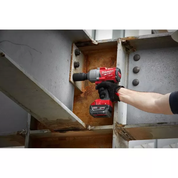 Milwaukee M18 FUEL 18-Volt 1/2 in. Lithium-Ion Brushless Cordless Impact Wrench with Friction Ring & Grease Gun with Two Batteries