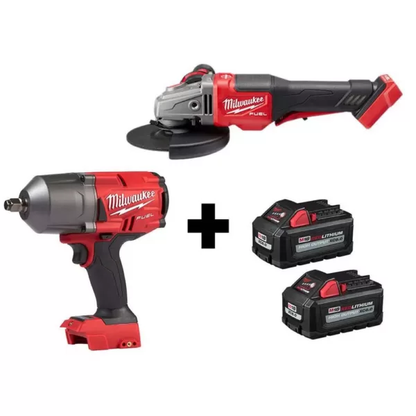 Milwaukee M18 FUEL 18-Volt 1/2 in. Lithium-Ion Brushless Cordless Impact Wrench & Braking Grinder with (2) 6.0Ah Batteries