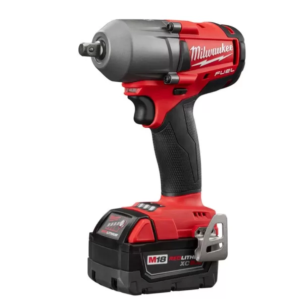 Milwaukee M18 FUEL 18-Volt Lithium-Ion Brushless Cordless Mid Torque 1/2 in. Impact Wrench W/ Pin Detent Kit W/(2) 5.0Ah Batteries