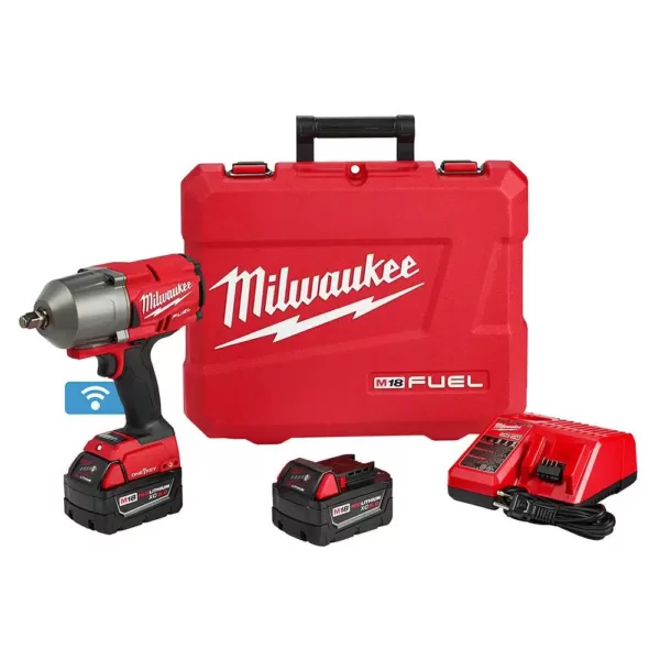 Milwaukee M18 FUEL ONE-KEY 18-Volt Lithium-Ion Brushless Cordless 1/2 in. Impact Wrench w/ Friction Ring Kit w/(2) 5.0Ah Batteries