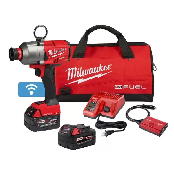 Milwaukee M18 FUEL ONE-KEY 18-Volt Lithium-Ion Brushless Cordless 7/16 in. Hex Impact Wrench Kit with 2 5.0 Ah Batteries Tool Bag