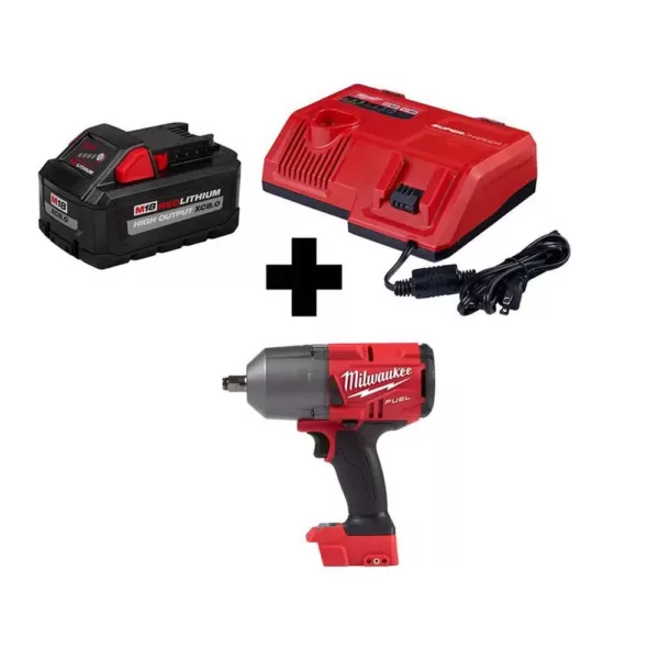 Milwaukee M18 FUEL 18-Volt Lithium-Ion Brushless Cordless 1/2 in. Impact Wrench Friction Ring with Super Charger & 8.0 Ah Battery