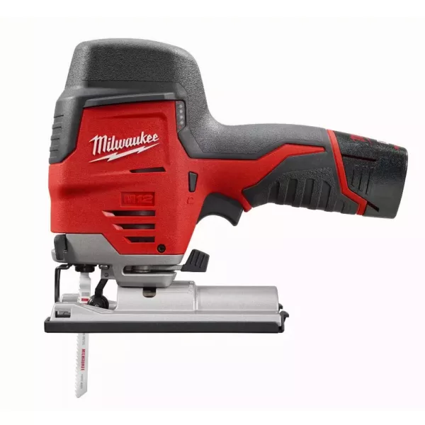 Milwaukee M12 12-Volt Lithium-Ion Cordless Jig Saw and 3/8 in. Crown Stapler Combo Kit W/ (1) 2.0Ah Battery and Charger