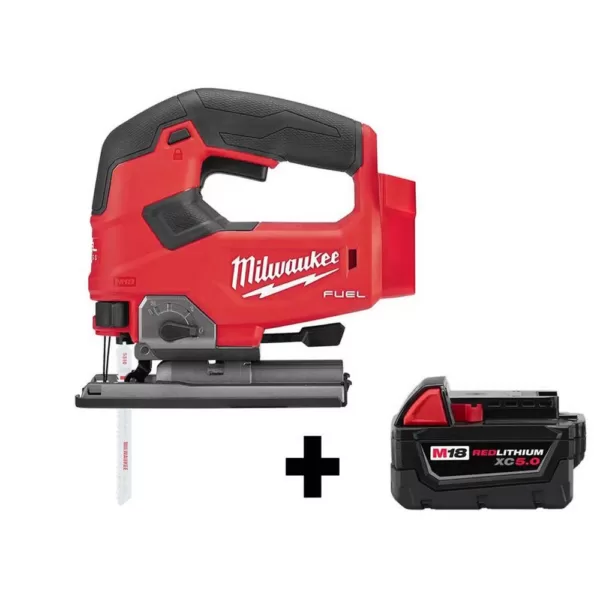 Milwaukee M18 FUEL 18-Volt Lithium-Ion Brushless Cordless Jig Saw with M18 5.0 Ah Battery