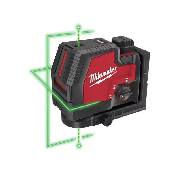 Milwaukee Green 100 ft. Cross Line and Plumb Points Rechargeable Laser Level with REDLITHIUM Lithium-Ion USB Battery and Charger