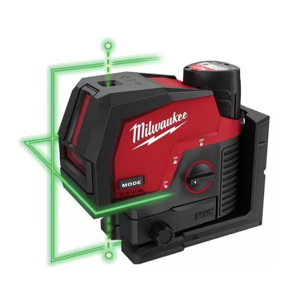 Milwaukee M12 12-Volt Lithium-Ion Cordless Green 125 ft. Cross Line and Plumb Points Laser Level Kit with 3.0 Ah Battery