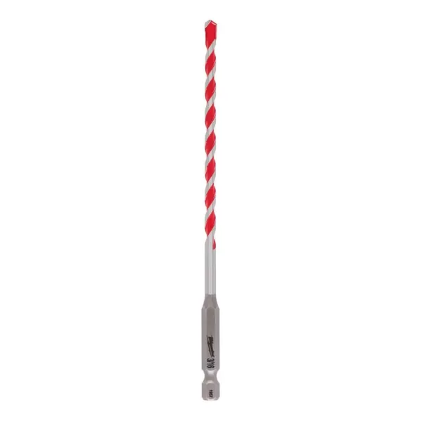 Milwaukee 3/16 in. x 4 in. x 6 in. SHOCKWAVE Carbide Hammer Drill Bit for Concrete, Stone, Masonry Drilling