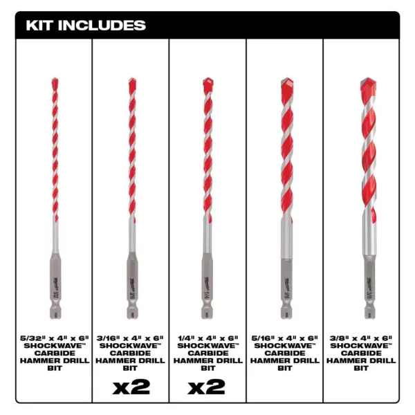 Milwaukee SHOCKWAVE Carbide Hammer Drill Bit Kit (7-Piece)