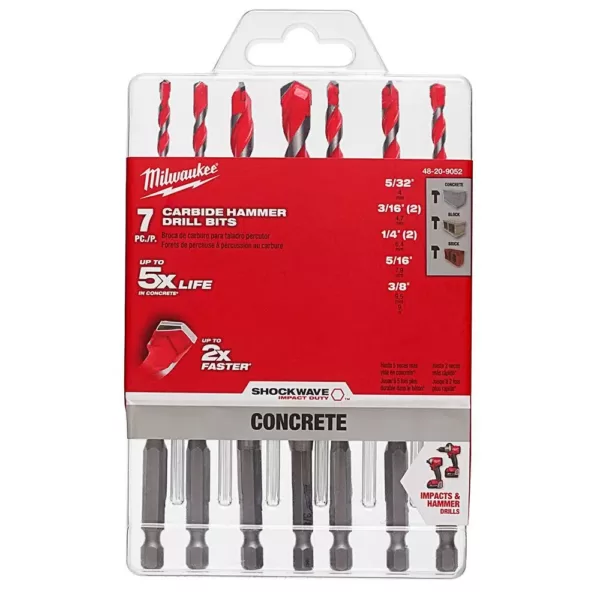 Milwaukee SHOCKWAVE Carbide Hammer Drill Bit Kit (7-Piece)