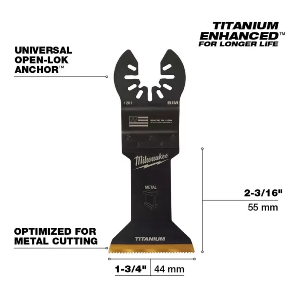 Milwaukee 1-3/4 in. Titanium Bi-Metal Universal Fit Metal Cutting Oscillating Multi-Tool Blade (1-Pack)